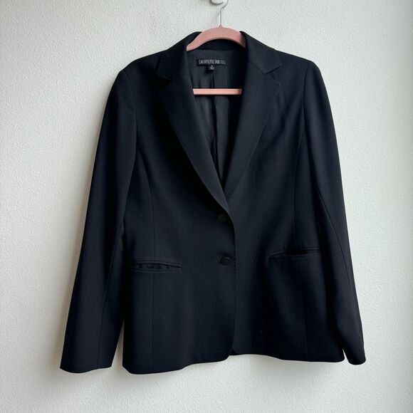 Lafayette 148 Wool Black Two Button Career Office Blazer Jacket Size 8 Medium